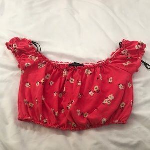 Forever 21 bright pink off the shoulder crop